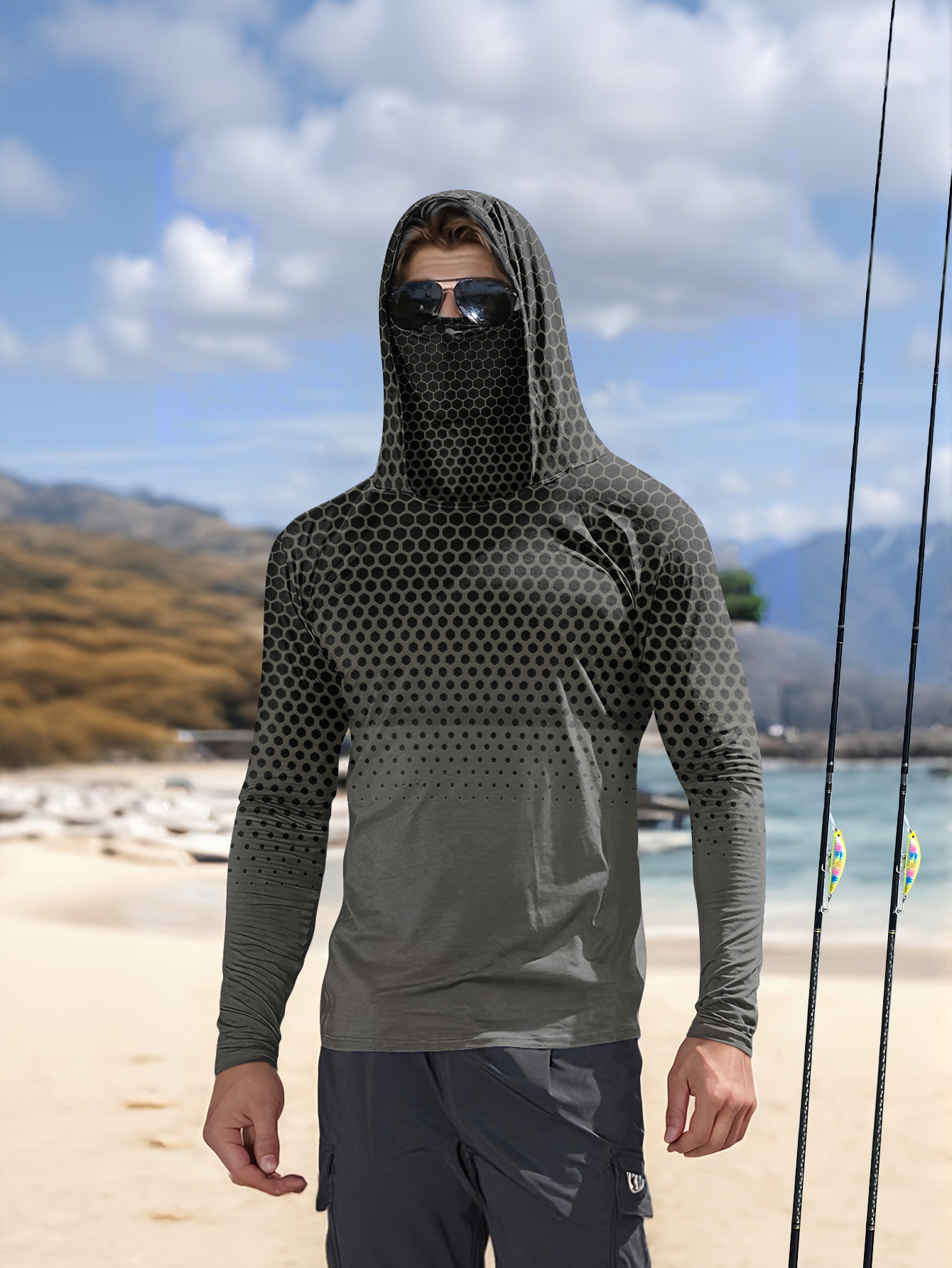Fishing Mask Sun Protection - Camisa de pesca de manga comprida,