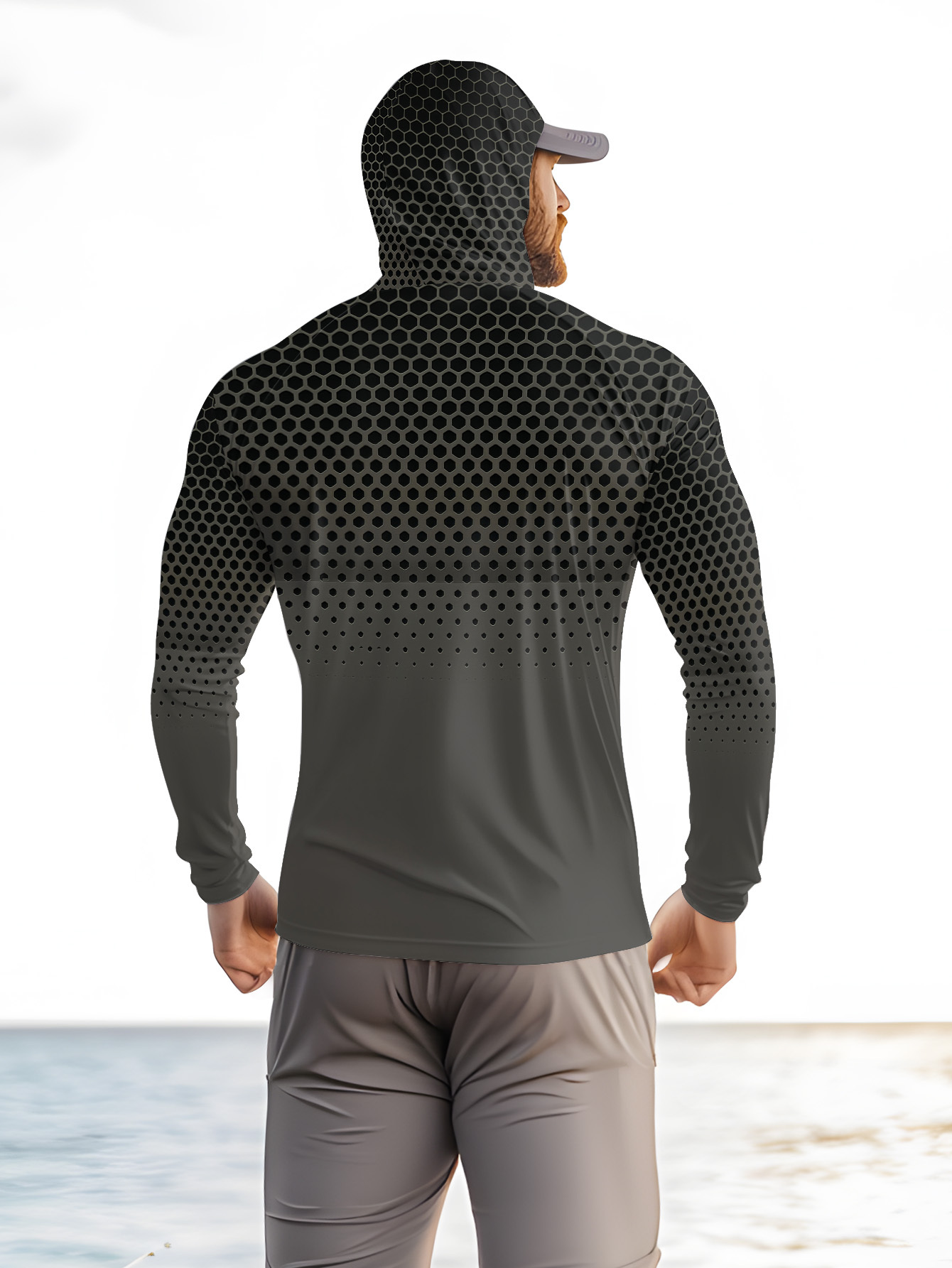 Camisa de pesca de manga compr - Fishing Mask Sun Protection avaliação e preço